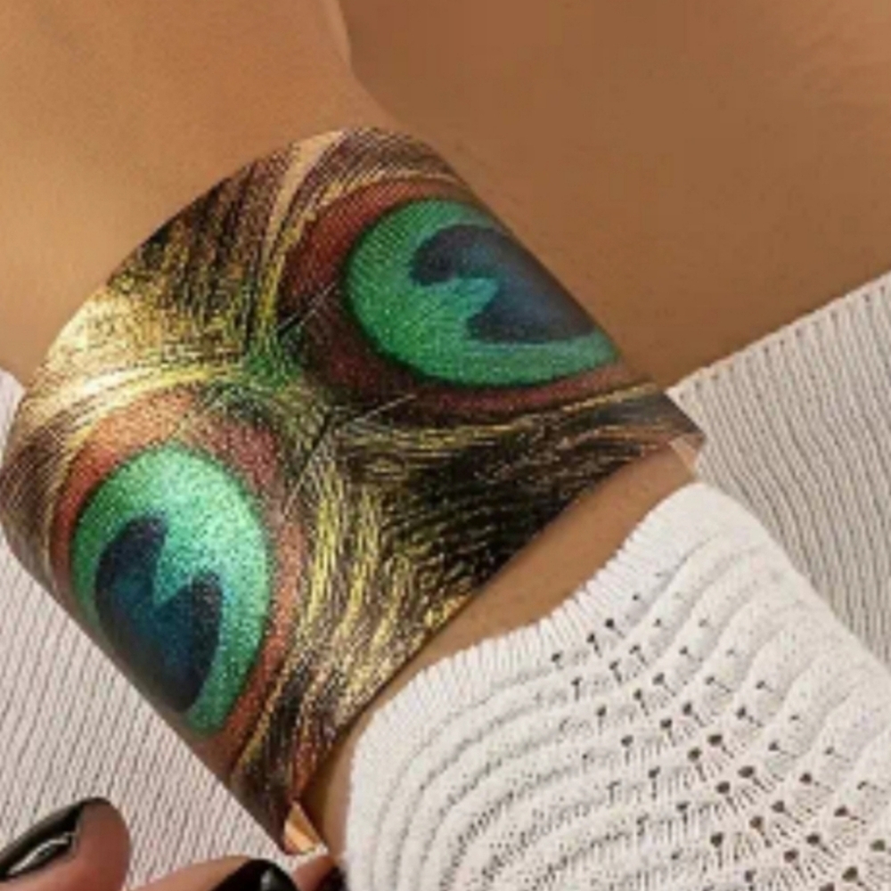 Peacock Feather Cuff Bracelet